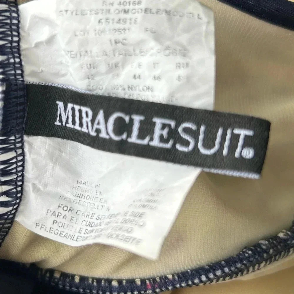 Miraclesuit Layered Escape one piece swimsuit navy red white stripe slimming 12 - Picture 7 of 12